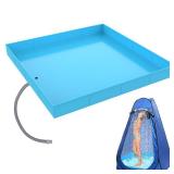 ANTEQI Portable Shower Pan, Foldable Camping Shower Base with Detachable Drain Pipe, 40" x 40" x 4" Outdoor Shower Floor for Beach, RV, Indoor Shower Stall - Retail: $22