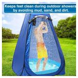 ANTEQI Portable Shower Pan, Foldable Camping Shower Base with Detachable Drain Pipe, 40" x 40" x 4" Outdoor Shower Floor for Beach, RV, Indoor Shower Stall - Retail: $22
