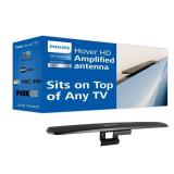 Philips Hover Amplified HD Digital TV Antenna, Long Range Smart TV Antenna, Easy Mount on Top of TV Design, Supports 4K 1080P HD VHF UHF, Signal Booster, Coax HDTV Cable/AC Adapter, SDV7219N/27 - Reta