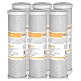 Membrane Solutions 5 Micron 2.5" x 10" CTO Carbon Block Water Filter Cartridge Replacement for Whole House Filtration Systems, Compatible with WFPFC8002, WFPFC9001, FXWTC, WHKF-WHWC, 6-Pack - Retail: 