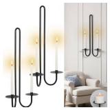 Wall Sconce Candle Holder Metal Hanging Wall Decorations for Home,Living Room, Bathroom, Dining Room, Set of 2 Black - Retail: $36
