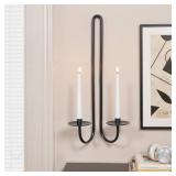 Wall Sconce Candle Holder Metal Hanging Wall Decorations for Home,Living Room, Bathroom, Dining Room, Set of 2 Black - Retail: $36