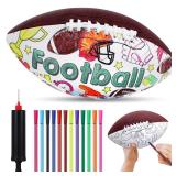 Hollowfly 1 Set Color Your Own Footballs Set Kids Mini Football or Soccer Ball Custom Designs Color Youth Junior Ball Craft Gifts with 12 Markers and Inflator for Kids Size 6