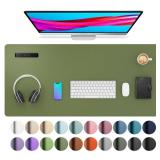 Aothia Leather Desk Pad Protector, Mouse Pad, Office Desk Mat, Non-Slip PU Leather Desk Blotter, Laptop Desk Pad, Waterproof Desk Writing Pad for Office and Home (36" x 17", Olive Green) - Retail: $16