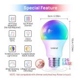 Linkind Smart Light Bulbs, Smart Bulb That Work with Alexa & Google Home, LED Light Bulbs Color Changing, 104 Preset Scene, Music Sync, A19 E26 2.4GHz RGBTW WiFi Bluetooth Light Bulb 60W, 800LM, 4Pack