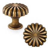 FAPUAL 6 Pack Antique Brass Cabinet Knobs for Kitchen Cabinets and Dresser Drawers Zinc Alloy Hardware Handles Pulls Vintage Cupboard Drawer Knob - Retail: $16