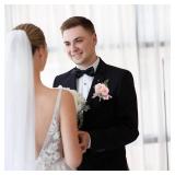 YESKY Wrist Corsage and Boutonniere Set for Bride Groom Bridesmaids Groomsmen Wedding Homecoming Flowers Prom Suit Accessories, Rose Boutonniere and Corsage Wristlet Flower - Retail: $10