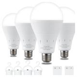 DEBAOBULB 4 Pack Rechargeable Emergency Light Bulbs, Battery Powered LED Light Bulb 6000K Daylight E26 120 Volt 9W 60W Equivalent with 1200mAh for Home Power Outage Camping Hurricane - Retail: $24
