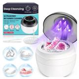 Ultrasonic Retainer Cleaner Machine, Denture Cleaner for Mouth Guard, Night Guard, Aligner, Dentures, Braces, Jewelry, 45kHz 250ML UV Ultrasonic Denture cleaner Ultra Sonic Cleaning for Retainers - Re