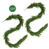 2-Pack 6FT Artificial Norfolk Pine Garlands, Hyperzoo Realistic Winter Pine Christmas Greenery Garland for Mantle, Staircase, Banister, Fireplace, Door, Table, Indoor & Outdoor Holiday Xmas Decortions