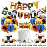 Birthday Party Supplies Set ,Includes Happy Banner - Cake&Cupcake Toppers - 24 Latex Balloons for Kids Theme Birthday Party Decoration - Retail: $22