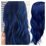 Baruisi Blue Wigs for Women Long Curly Wavy Synthetic Hair Wig Natural Middle Parting Heat Resistant Costume Cosplay Use - Retail: $21