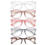 WINTOO Blue Light Glasses for Woman Men | 99% Blue Light Blocking Glasses for Computer Gaming TV Phone Screen Square Frame | Anti Eyestrain & UV Glare Protection - 4 Pair - Retail: $13