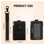 ID Badge Holder with Wrist Lanyard for Teacher, Double-Sided Zippered Pocket, Detachable Lanyard, Key Ring, Metal Clasp, Clear ID Card Window, RFID Blocking Wallet, Black - Retail: $10