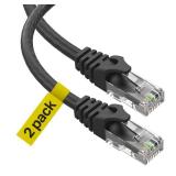 Cat 6 Ethernet Cable 10 Ft 2 Pack, Cat 6 Cable Outdoor&Indoor, High Speed 10Gbps Internet Network Cable, Cat6 Ethernet Patch Cable Long, Computer LAN Cable for Router, Modem, PS4/5 - Black - Retail: $