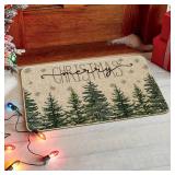 Artoid Mode Pine Trees Snowflakes Merry Christmas Welcome Decorative Doormat, Seasonal Winter Xmas Low-Profile Rug Switch Mat for Outdoor 17x29 Inch - Retail: $16