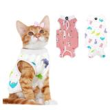 2 PCS Cat Recovery Suit for Spay Abdominal Wounds Cat Onesie for Cats After Surgery Recovery Suit Female Breathable E-Collar Alternative Kitten Onesie Anti Licking Small - Retail: $17