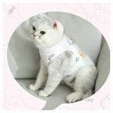 2 PCS Cat Recovery Suit for Spay Abdominal Wounds Cat Onesie for Cats After Surgery Recovery Suit Female Breathable E-Collar Alternative Kitten Onesie Anti Licking Small - Retail: $17