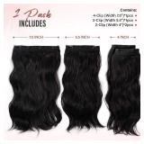 Hair Extensions Clip ins - 14 Inch Wavy Synthetic Clip in Hair Extensions For Women And Girls (Color: Black Brown) - Retail: $10
