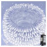 Connectable 200 LED String Lights Indoor Outdoor, 66FT Cool White Christmas Lights Waterproof, 13 Modes with Timer, Twinkle Fairy Lights Plug in Clear Wire for Christmas Tree, Bedroom, Classroom Decor