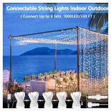 Connectable 200 LED String Lights Indoor Outdoor, 66FT Cool White Christmas Lights Waterproof, 13 Modes with Timer, Twinkle Fairy Lights Plug in Clear Wire for Christmas Tree, Bedroom, Classroom Decor