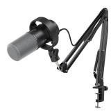 FIFINE K688 Podcast Microphone Kit, USB/XLR Dynamic Microphone with Boom Arm for PC/XLR Mixer, Gaming Mic with Mute Button, Headphone Jack for Vocal, Voice-Over, Streaming, Music Recording -K688CT - R