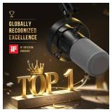 FIFINE K688 Podcast Microphone Kit, USB/XLR Dynamic Microphone with Boom Arm for PC/XLR Mixer, Gaming Mic with Mute Button, Headphone Jack for Vocal, Voice-Over, Streaming, Music Recording -K688CT - R