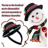 WILLBOND Christmas Snowman Headbands Mini Top Hat Headband 2 Pieces Christmas Black Top Hat Mistletoe Costume with Plaid Band Holly and Berries for Holiday Craft - Retail: $16