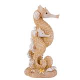 Beachcombers 6" Double Seahorse & Starfish Shells Decorative Coastal Tabletop Figure Figurine All Seasons Summer Nautical Beach House Living Room Dining Table End Table Fireplace Mantle Bedroom Decor 