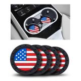 Car Cup Holder Coasters 4 Pack - American Flag 2.75 Inch Anti Slip Shockproof Drink Mat - Vehicle Interior Decor Accessories Colorful - Retail: $6