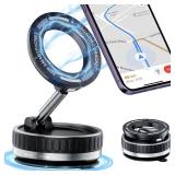 Vacuum Magnetic Phone Holders for Your Car[120+ LB Strongest Suction & 2800gf Strongest Magnetic], 360Â° Adjustable Suction Cup Phone Mount for Magsafe, Car Mount for iPhone 17/16/15 Pro Max & Andro