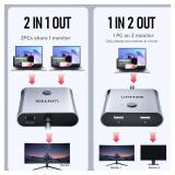 Unitek Bi-Directional USB C Switcher 1 in 2 Out /2 in 1 Out USB Switch Selector 2 Computers Share 1 Monitor Video Switch 10Gbps Data Transfer 8K@60Hz Video Type-C Power Adapter Included Silver - Retai
