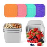4Pack 6oz Reusable Stainless Steel Snack Containers for Kids, Easy Open Leak Proof Metal Small Toddler Snack Containers with Silicone Lids, Stackable Metal Toddler Lunch Box for Daycare School Travel 