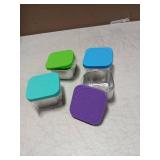 4Pack 6oz Reusable Stainless Steel Snack Containers for Kids, Easy Open Leak Proof Metal Small Toddler Snack Containers with Silicone Lids, Stackable Metal Toddler Lunch Box for Daycare School Travel 