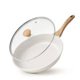 SENSARTE Nonstick Ceramic Frying Pan with Lid 8/9.5/10/11/12.5 Inch Omelet Pan Skillet, Free of Intentionally Added PFAS/PTFE Non-toxic Chef