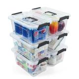 NUMIFUN Plastic Storage Bins with Lids 6 Pack Storage Organizer, 7 Quart Stackable Storage Bins with Buckle-Up Latches and Handle Storage totes easy for Home Office Pantry Organization, Clear Lids - R