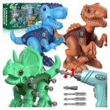 Laradola Dinosaur Toys for 3 4 5 6 7 8 Year Old Boys, Take Apart Dinosaur Toys for Kids 3-5 5-7 STEM Construction Building Kids Toy with Electric Drill, Party Christmas Birthday Gifts Boys Girls - Ret