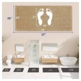 SUBRTEX Waffle Braided Bath Mat, 24" x 55" Soft Waffle Bath Rugs, Absorbent Non Slip Bathroom Mats, Machine Washable Area Rug for Bathroom, Quick Dry, Khaki - Retail: $30