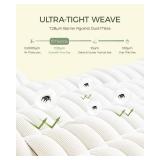 FAUNNA Zippered Mattress Encasement, 100% Cotton Bed Bug and Dust Mite Proof Mattress Protector, Hypoallergenic, Antibacterial Protection, Noiseless Zipper, Six-Sided Cover (King 16" Deep) - Retail: $