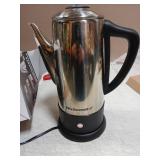 Elite Gourmet EC812 Electric 12-Cup Coffee Percolator with Keep Warm, Clear Brew Progress Knob Cool-Touch Handle Cord-less Serve, Stainless Steel - Retail: $48