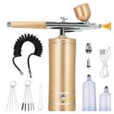 Airbrush Kit with Compressor, Auto Handheld Airbrush Gun with 0.3mm Tip, Rechargeable, Portable Air Brushes for Painting, Tattoo, Nail Art, Model Coloring, Makeup, Cake - Retail: $20