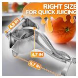 Fruit Juice Squeezer Handheld Aluminum Alloy - Lemon Squeezer Manual, Non-Slip Ergonomic Grip, Easy to Use & Clean, 8.7" Length with 0.6L Capacity - Efficient Extraction of Citrus, and Other Fruits - 