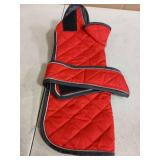 Geyecete Warm Thermal Quilted Dachshund Coat, Dog Winter Coat with Warm Fleece Lining, Outdoor Dog Apparel with Adjustable Bands for Medium, Large Dog-Red-S - Retail: $23