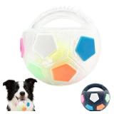 The Mellow Dog Calming Ball with Handle, Strong and Durable Interactive Football Shape Balls, Dogs Football Toy for Water Play,Training & Outdoor Games (With Squeaky Tennis Ball Inside) (White) - Reta