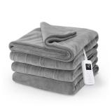 Sunbeam Electric Royal Luxe Microplush Heated Blanket, 12 Heat Settings, 12-Hour Auto Shut-Off, Fast Heating, Warm & Cozy, Machine Washable, Dove Gray Color, Full (84" x 72") - Retail: $59