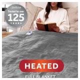 Sunbeam Electric Royal Luxe Microplush Heated Blanket, 12 Heat Settings, 12-Hour Auto Shut-Off, Fast Heating, Warm & Cozy, Machine Washable, Dove Gray Color, Full (84" x 72") - Retail: $59