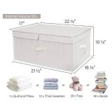 StorageWorks Extra Large Storage Bins with Lids, 55L Decorative Storage Bins with Double-Open Lid and Divider Board, Fabric Bins with Handles, Mixing of Beige, White & Ivory, 2-Pack - Retail: $45