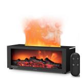 TMEHM Fireplace Flame Air Diffuser Humidifier,7 Colors Aromatherapy Essential Oil Diffuser,Ultrasonic Aroma Humidifier with Timer for Home,Bedroom,Office,Yoga (Black, L) - Retail: $30
