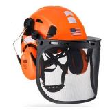 Forestry Safety Helmet Chainsaw Helmet with Mesh Face Shield and Ear Muffs 3 in 1 Forestry Hard Hat - Retail: $55