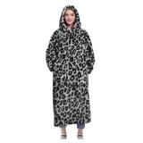 Waitu Wearable Blanket Sweatshirt Gifts for Women and Men, Warm and Cozy Blanket Hoodie, Thick Flannel Hoodie Blanket with Sleeves for Adults and Kids - Leopard Gray - Retail: $40